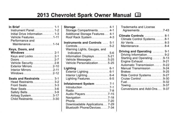 2013 Chevrolet Spark Owner’s Manual Image