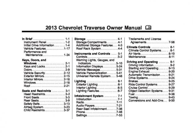 2013 Chevrolet Traverse Owner’s Manual Image