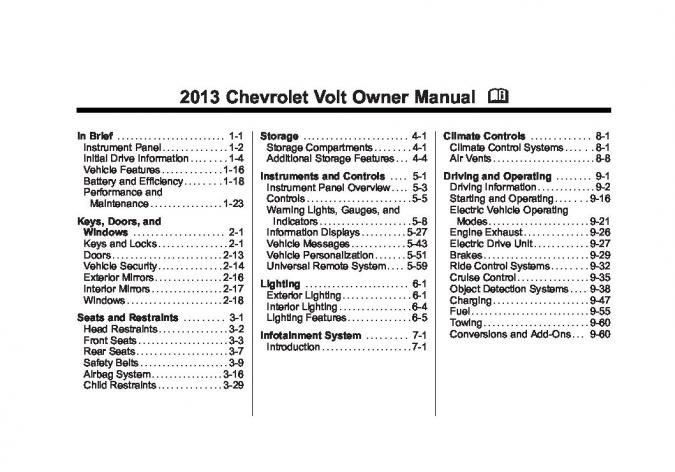 2013 Chevrolet Volt Owner’s Manual Image