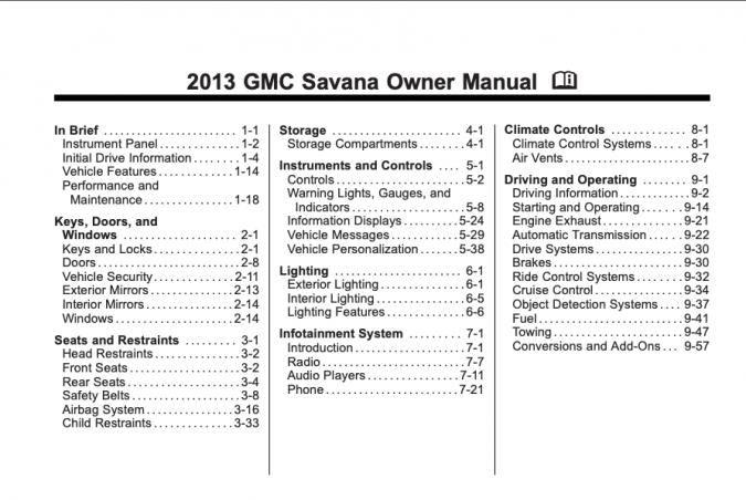2013 GMC Savana Owner’s Manual Image