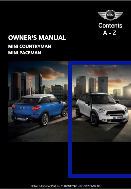 2013 Mini Paceman Owner’s Manual Image