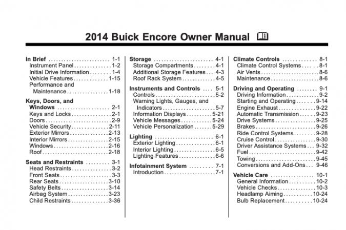 2014 Buick Encore Owner’s Manual Image