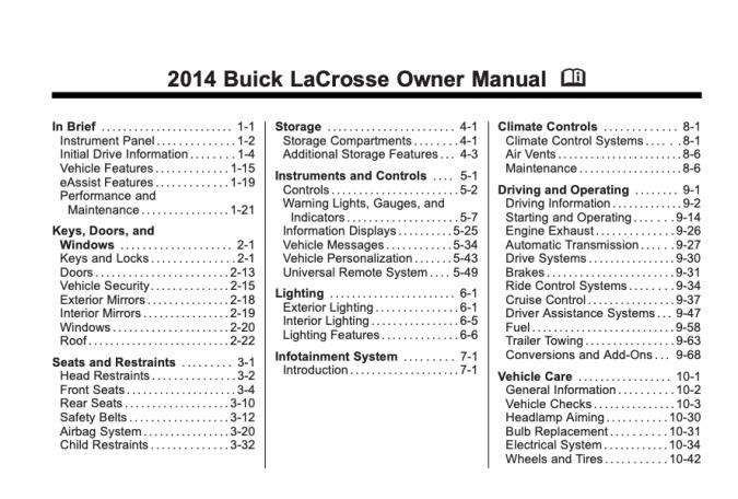 2014 Buick LaCrosse Owner’s Manual Image