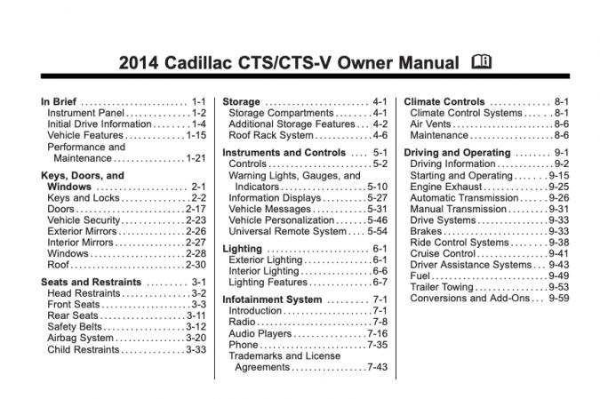 2014 Cadillac CTS-V Sedan Owner’s Manual Image