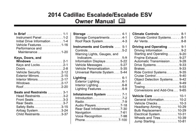 2014 Cadillac Escalade (incl. ESV) Owner’s Manual Image