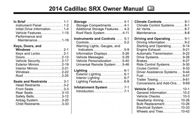 2014 Cadillac SRX Owner’s Manual Image