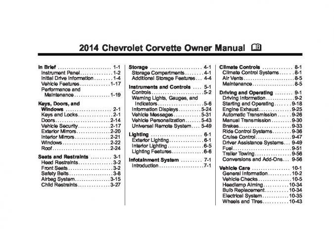 2014 Chevrolet Corvette Owner’s Manual Image