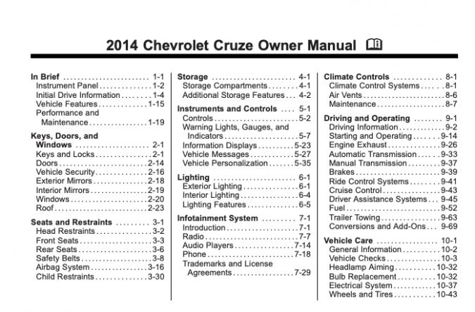 2014 Chevrolet Cruze Owner’s Manual Image