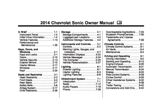 2014 Chevrolet Sonic Owner’s Manual Image