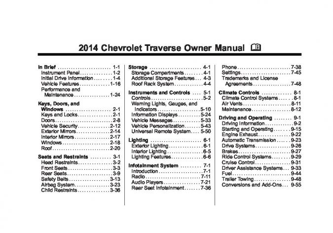 2014 Chevrolet Traverse Owner’s Manual Image