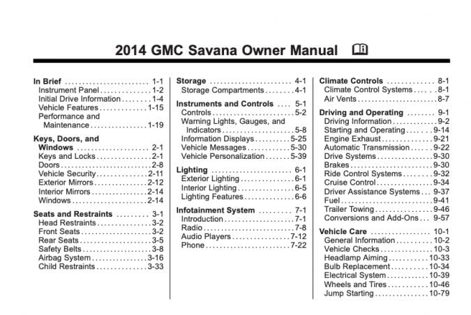 2014 GMC Savana Owner’s Manual Image