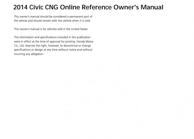 2014 Honda Civic CNG Owner’s Manual Image