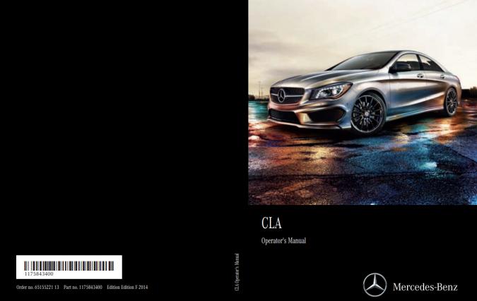 2014 Mercedes Benz CLA Coupe Owner’s Manual Image