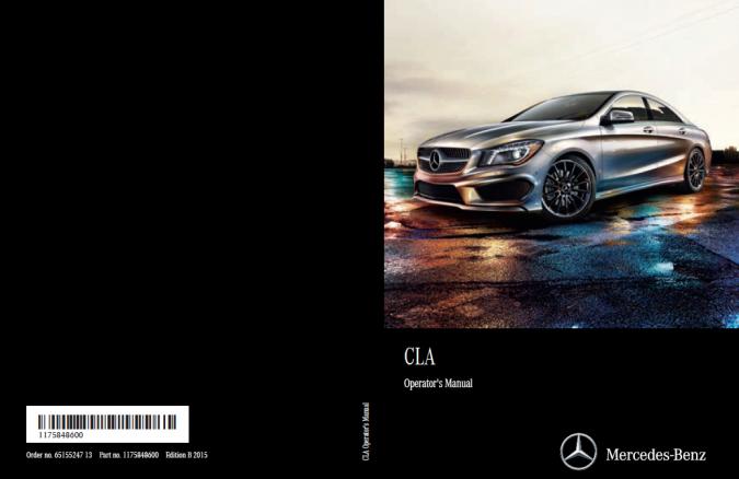 2015 Mercedes Benz CLA Coupe Owner’s Manual Image