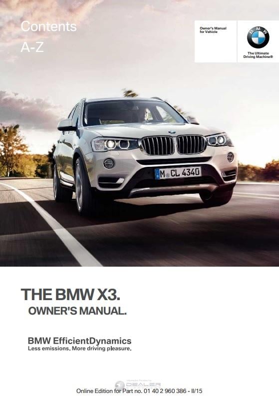 2016 BMW X3 Owner’s Manual Image