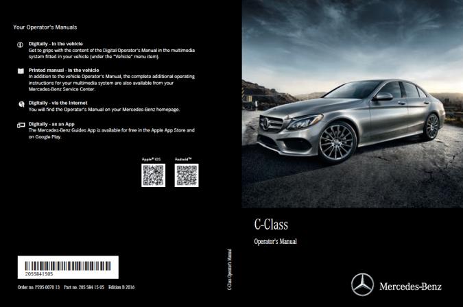 2016 Mercedes Benz C-Class Owner’s Manual Image