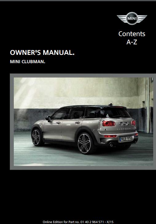 2016 Clubman with Mini Connected Owner’s Manual Image