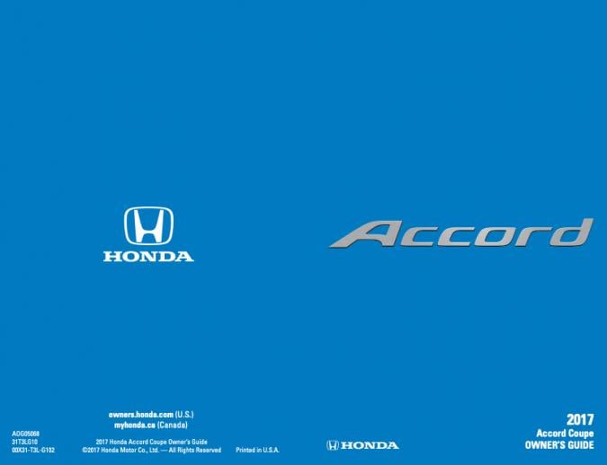 2017 Honda Accord Sedan Owner’s Manual Image