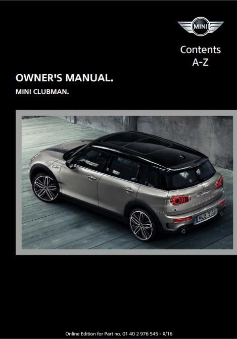 2017 Mini Clubman with Touchscreen Owner’s Manual Image