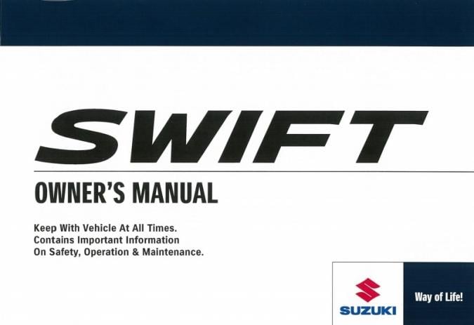 2018 Suzuki Swift Owner’s Manual Image