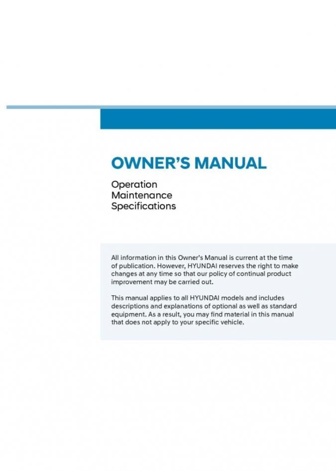 2020 Hyundai Venue Owner’s Manual Image