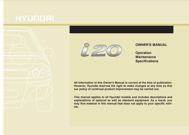 2008 Hyundai i20 Owner’s Manual Image