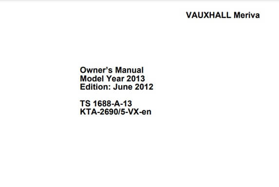 2010 Opel/Vauxhall Meriva Owner’s Manual Image