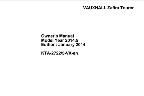 2014 Opel/Vauxhall Zafira Tourer Owner’s Manual Image