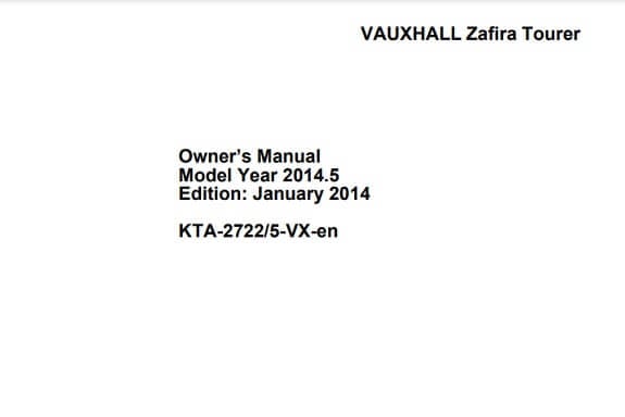 2017 Opel/Vauxhall Zafira Tourer Owner’s Manual Image