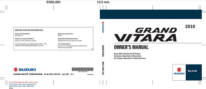 GENUINE SUZUKI GRAND VITARA OWNERS MANUAL HANDBOOK WALLET 2012-2015 PACK L-790 