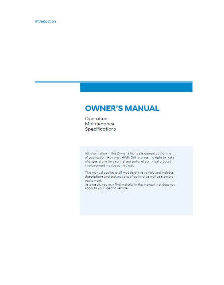 2022 Hyundai Santa Cruz Owner’s Manual Image