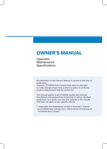 2022 Hyundai Sonata Owner’s Manual Image