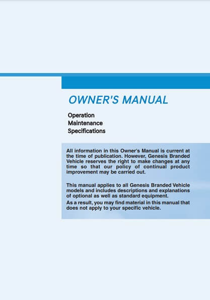 2016 Genesis G90 Owner’s Manual Image