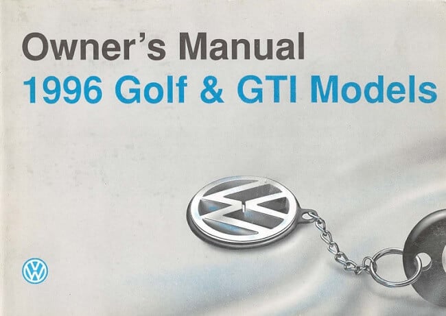 1992 Volkswagen Golf Owner’s Manual Image