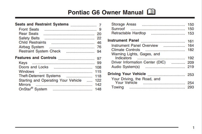 2006 Pontiac G6 Owner’s Manual Image
