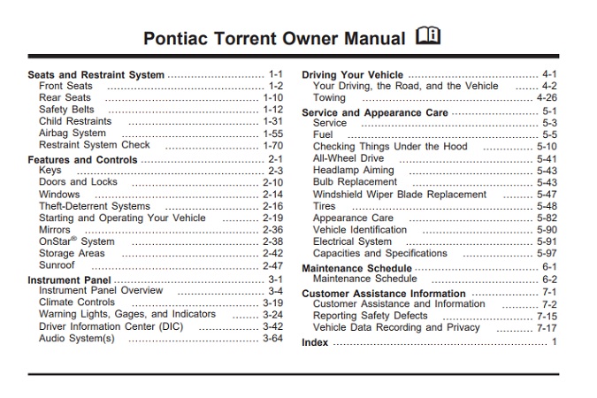 2006 Pontiac Torrent Owner’s Manual Image