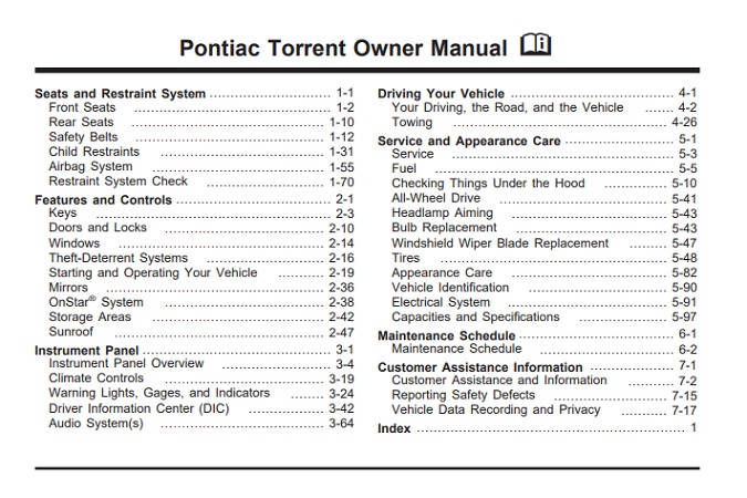 2008 Pontiac Torrent Owner’s Manual Image