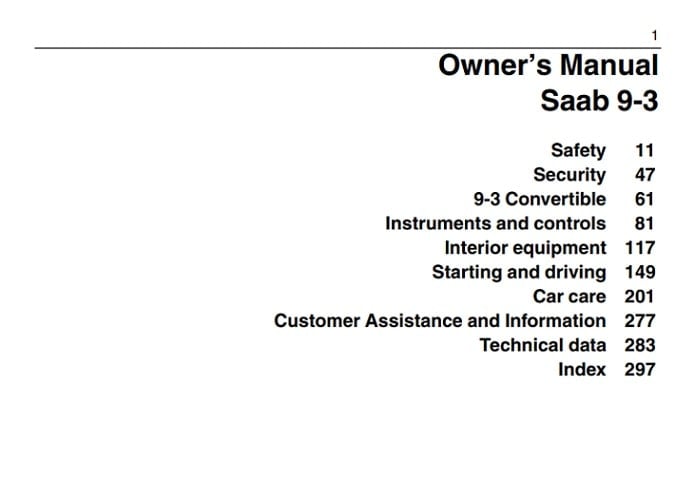 2008 Saab 9-3 Owner’s Manual Image