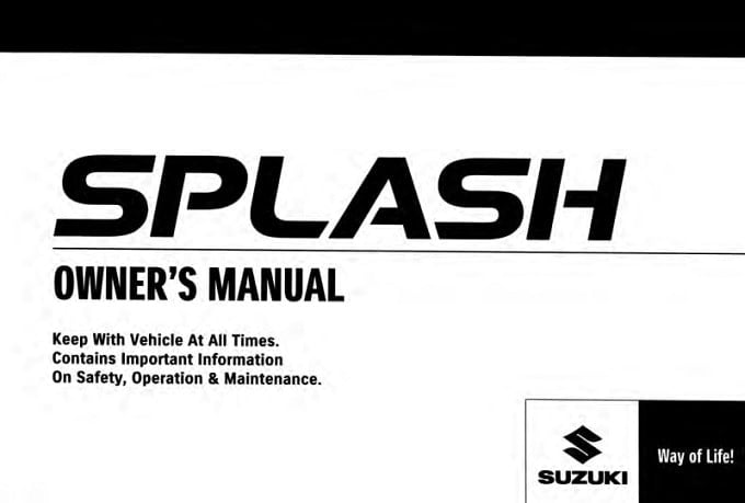 2008 Suzuki Splash Owner’s Manual Image