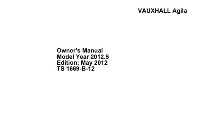 2012 Opel/Vauxhall Agila Owner’s Manual Image