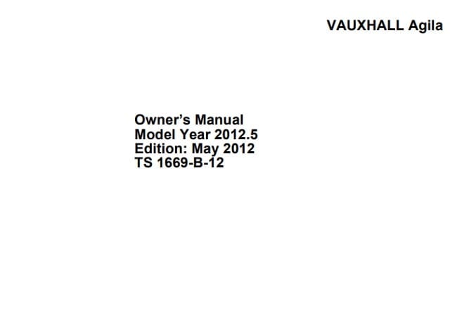 2014 Opel/Vauxhall Agila Owner’s Manual Image