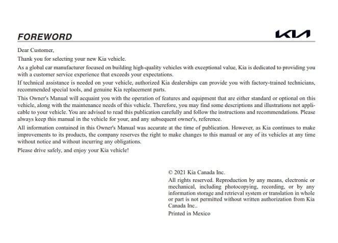 2023 Kia Rio Owner’s Manual Image