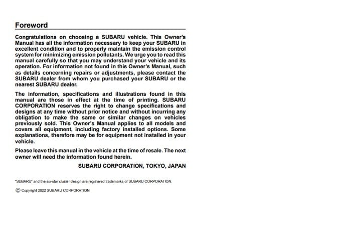 2023 Subaru Crosstrek Owner’s Manual Image