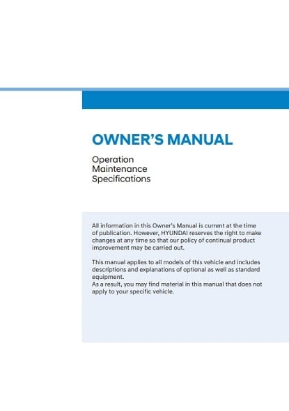 2023 Hyundai Santa Cruz Owner’s Manual Image
