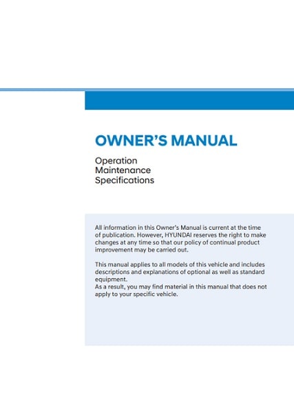 2024 Hyundai Santa Cruz Owner’s Manual Image
