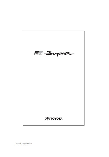 2020 Toyota Supra Owner’s Manual Image