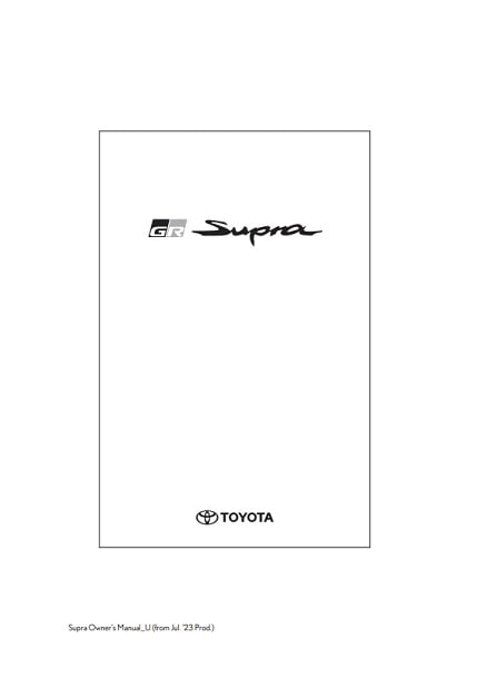 2024 Toyota Supra Owner’s Manual Image