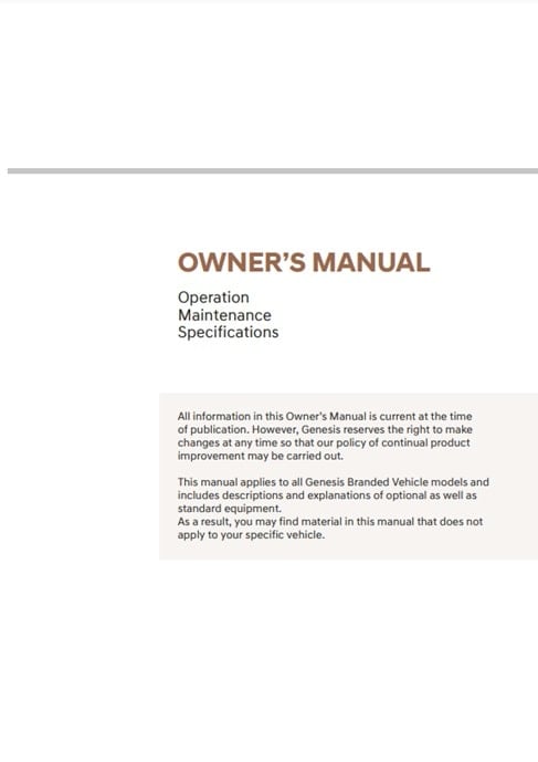 2025 Genesis G90 Owner’s Manual Image