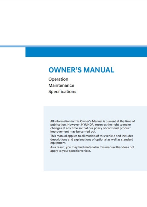 2025 Hyundai Santa Cruz Owner’s Manual Image