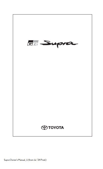 2025 Toyota Supra Owner’s Manual Image